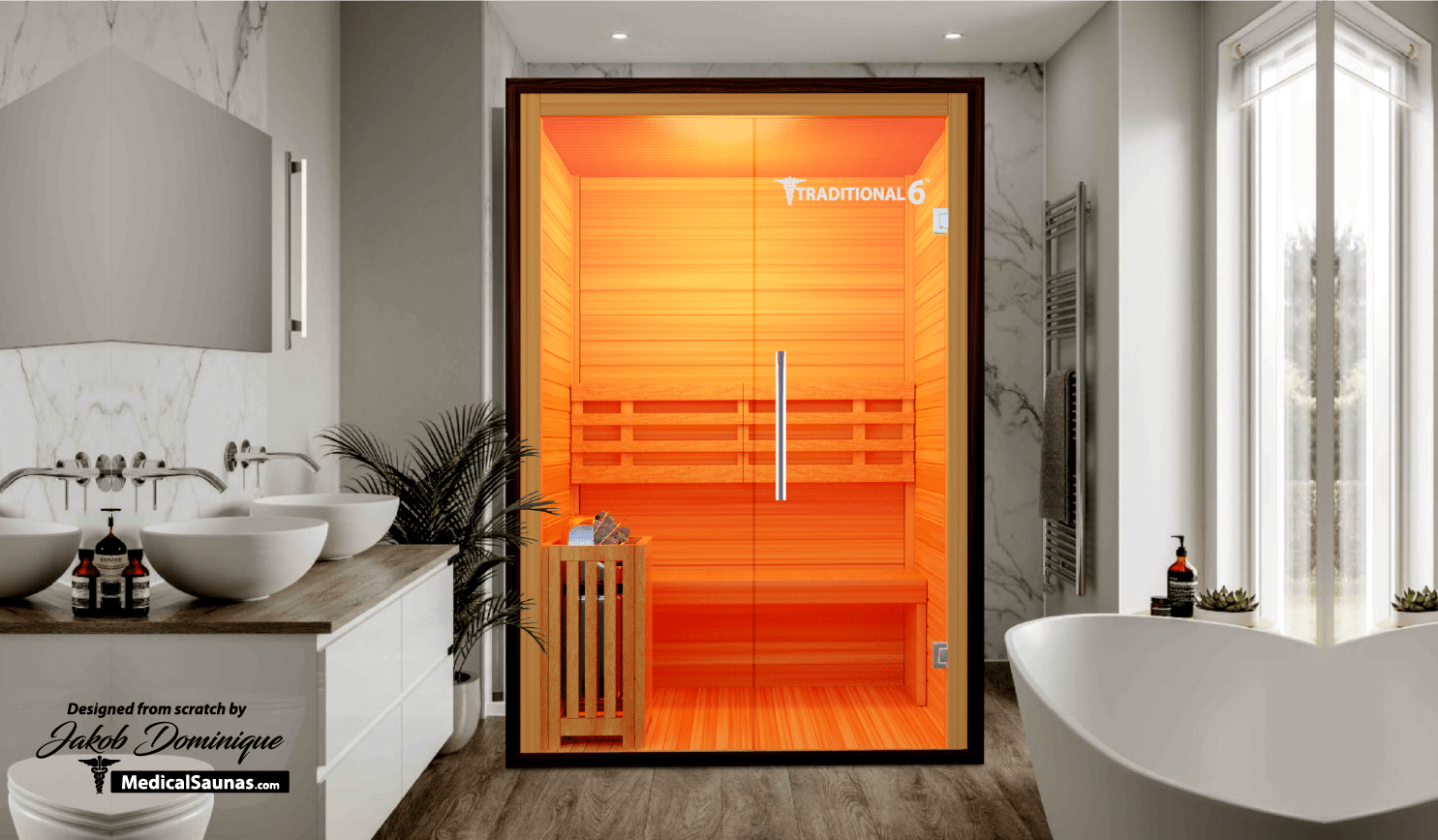 Traditional 6 Steam Sauna - 3 Person Capacity, Canadian Hemlock, Rapid Heating-Medical Saunas-InHouse Wellness