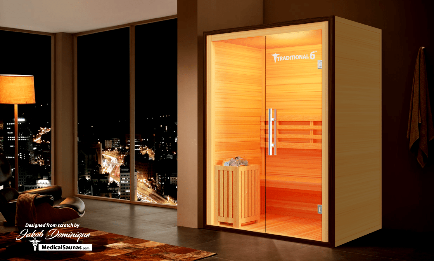 Traditional 6 Steam Sauna - 3 Person Capacity, Canadian Hemlock, Rapid Heating-Medical Saunas-InHouse Wellness