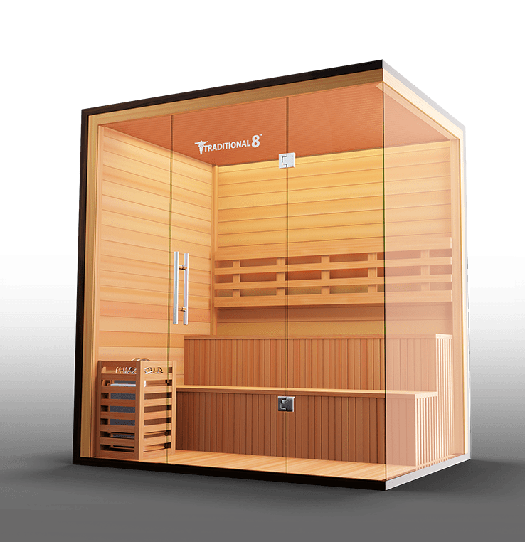 Traditional 8 Plus Steam Sauna - 4-6 Person Luxury Hemlock Sauna-Medical Saunas-InHouse Wellness