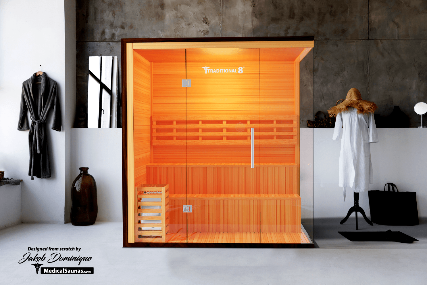 Traditional 8 Plus Steam Sauna - 4-6 Person Luxury Hemlock Sauna-Medical Saunas-InHouse Wellness
