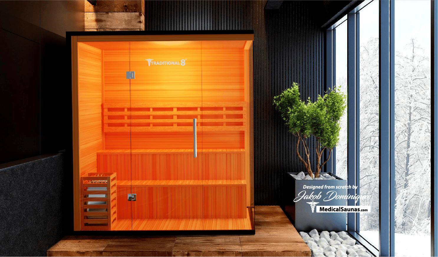 Traditional 8 Plus Steam Sauna - 4-6 Person Luxury Hemlock Sauna-Medical Saunas-InHouse Wellness
