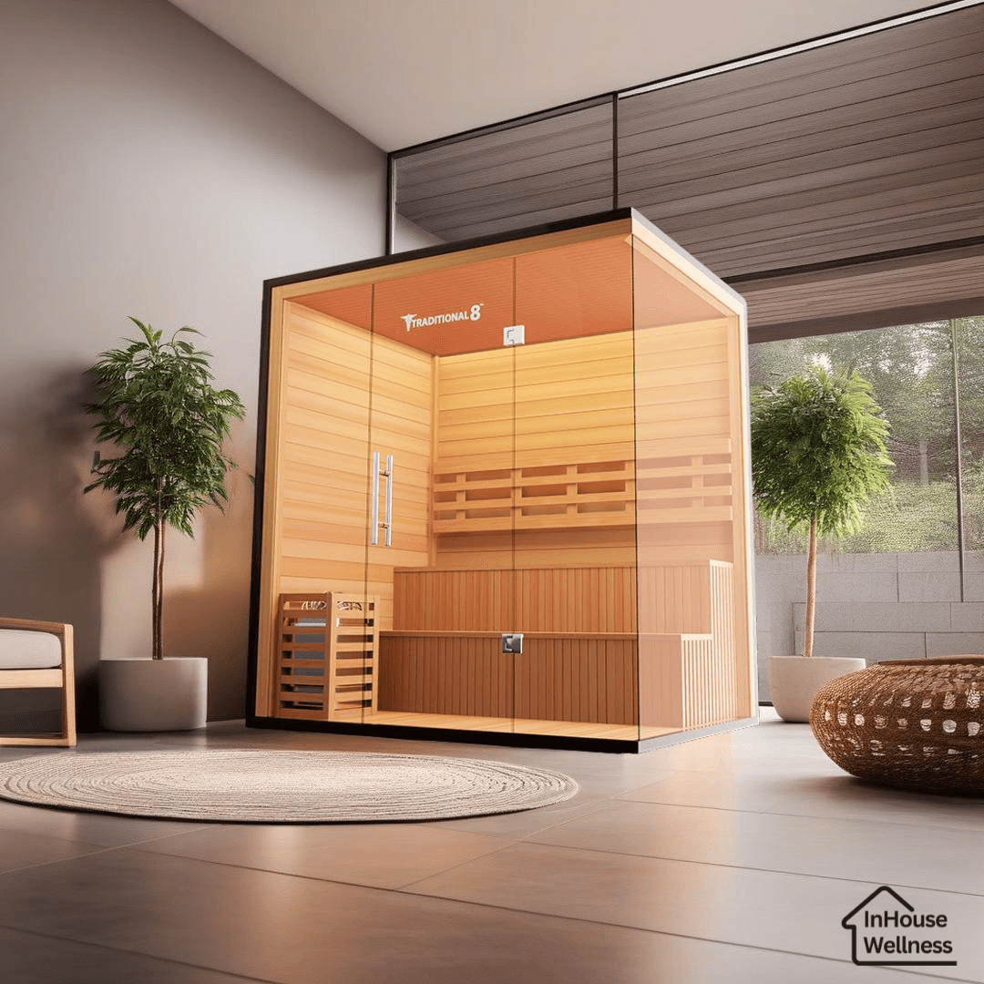 Traditional 8 Plus Steam Sauna - 4-6 Person Luxury Hemlock Sauna-Medical Saunas-InHouse Wellness