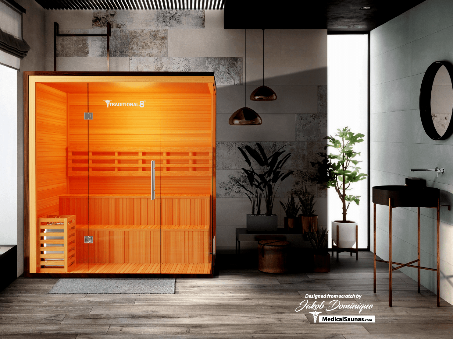 Traditional 8 Plus Steam Sauna - 4-6 Person Luxury Hemlock Sauna-Medical Saunas-InHouse Wellness