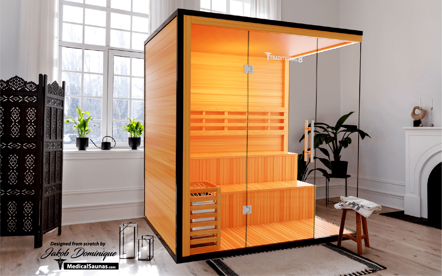 Traditional 8 Plus Steam Sauna - 4-6 Person Luxury Hemlock Sauna-Medical Saunas-InHouse Wellness