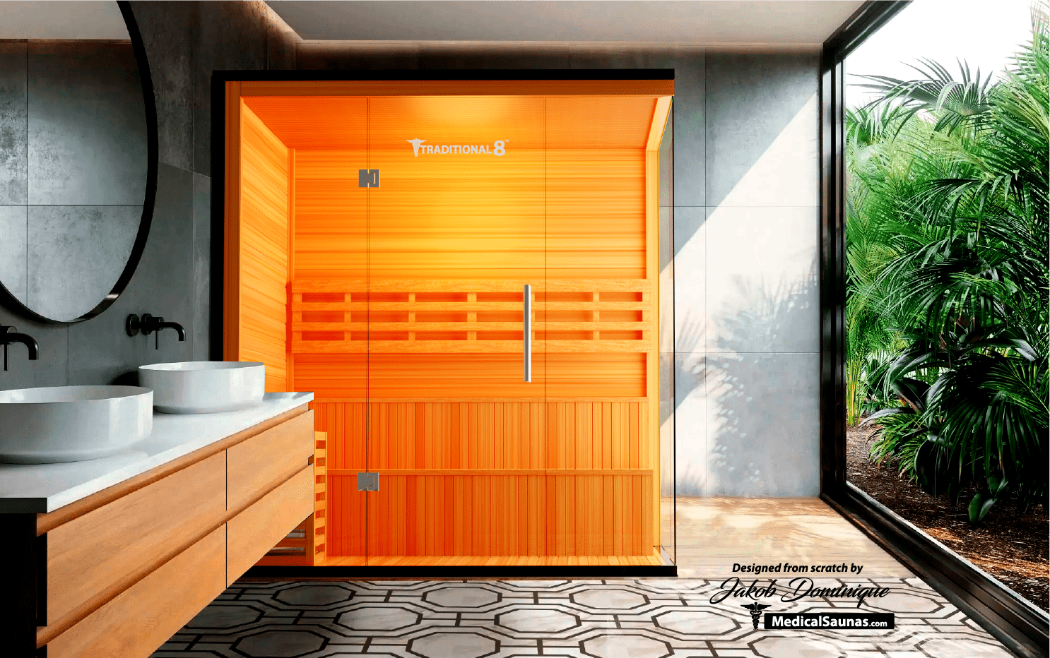 Traditional 8 Plus Steam Sauna - 4-6 Person Luxury Hemlock Sauna-Medical Saunas-InHouse Wellness
