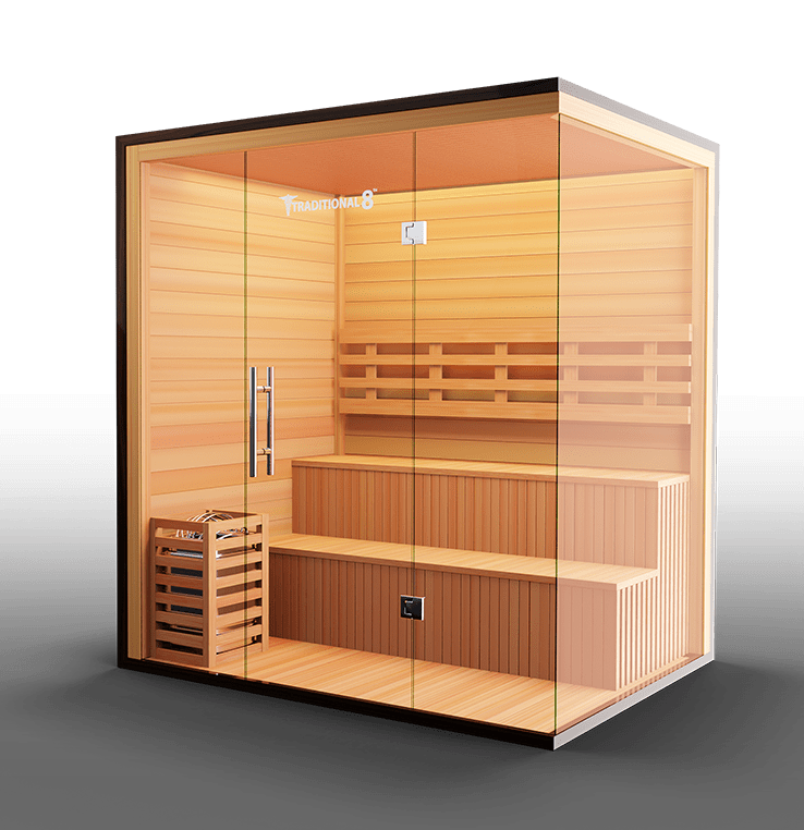 Traditional 8 Plus Steam Sauna - 4-6 Person Luxury Hemlock Sauna-Medical Saunas-InHouse Wellness