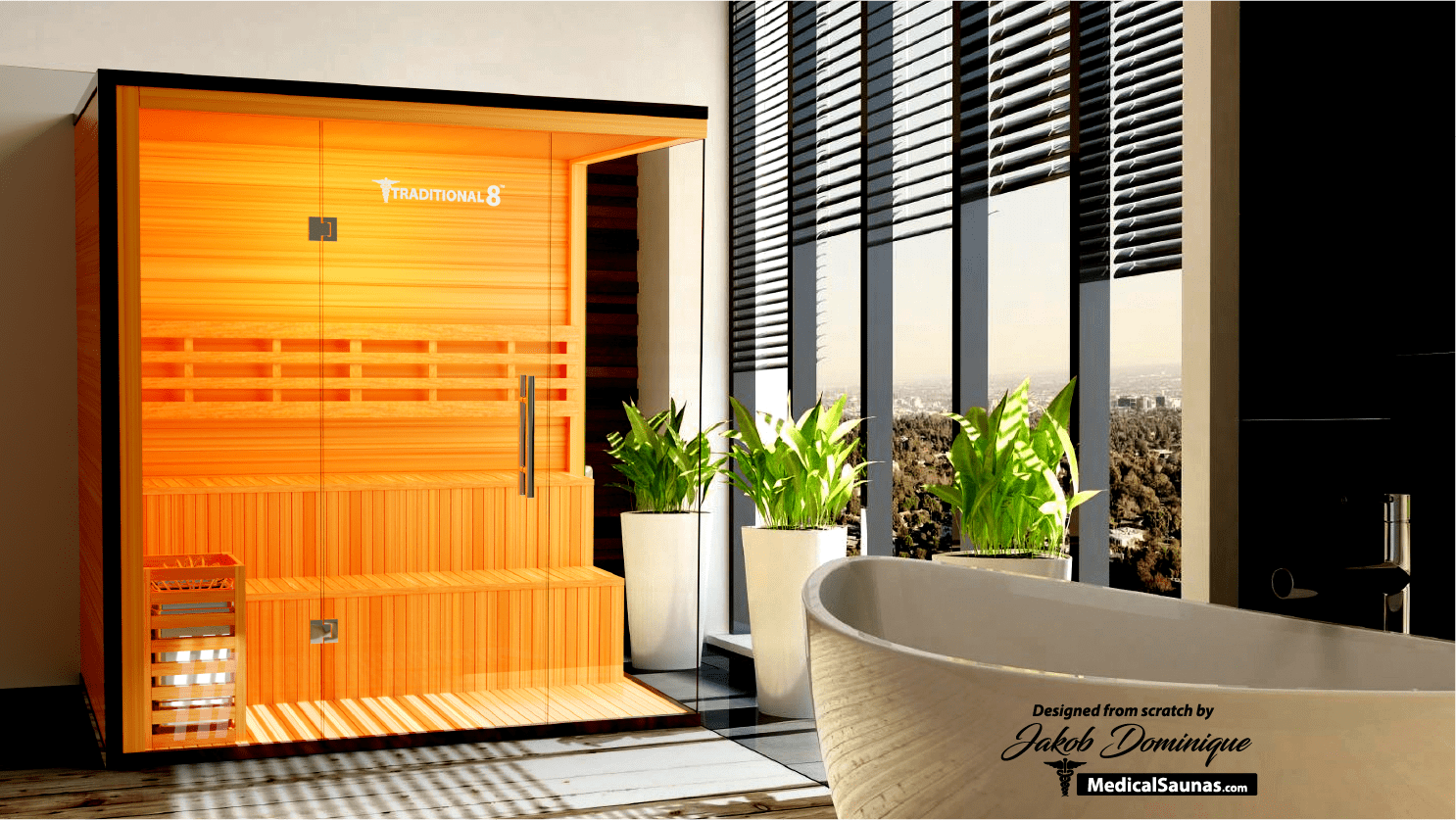 Traditional 8 Plus Steam Sauna - 4-6 Person Luxury Hemlock Sauna-Medical Saunas-InHouse Wellness