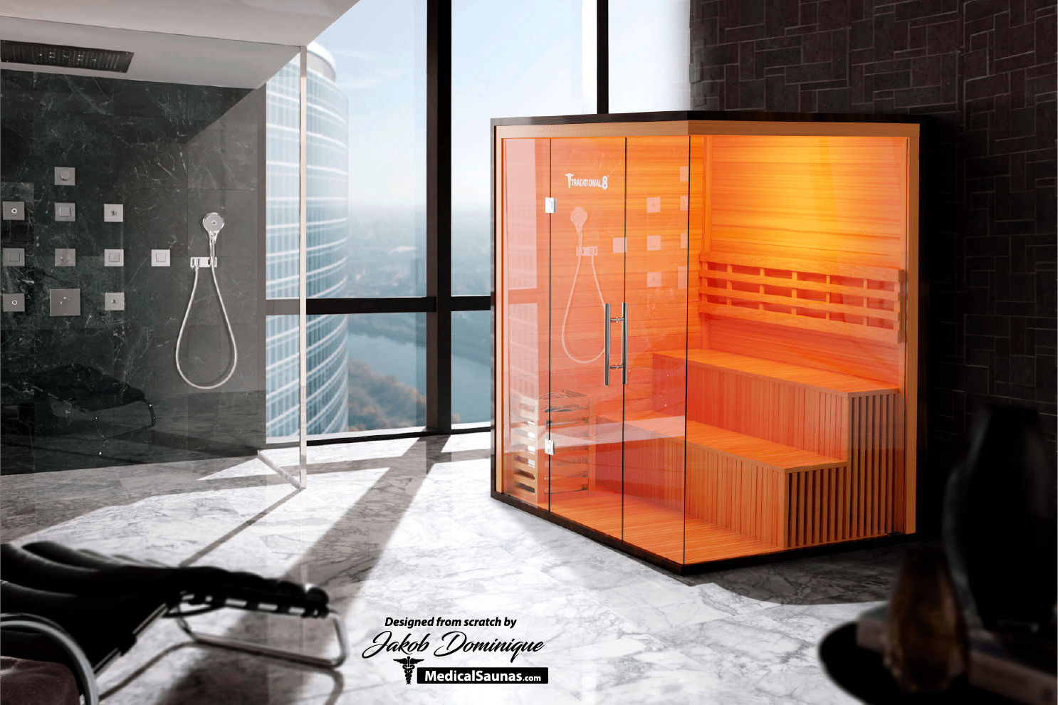 Traditional 8 Plus Steam Sauna - 4-6 Person Luxury Hemlock Sauna-Medical Saunas-InHouse Wellness